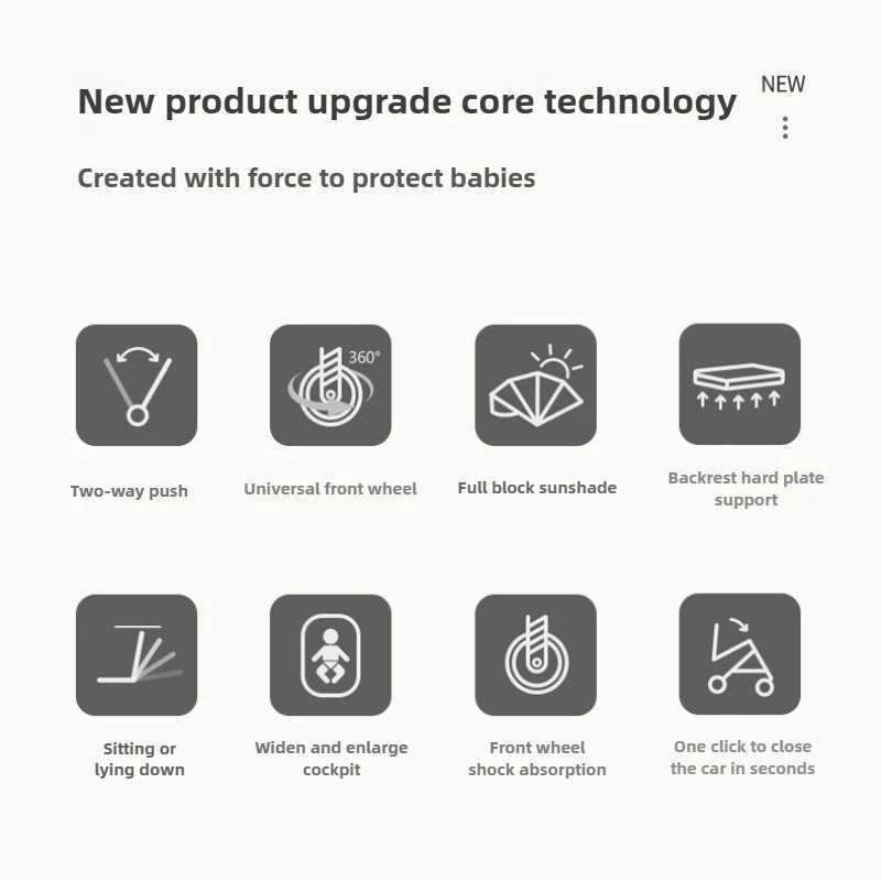 2025 New Two-way Push Baby Stroller One-hand One-button Foldable High-view Lightweight StrollerXJ250623