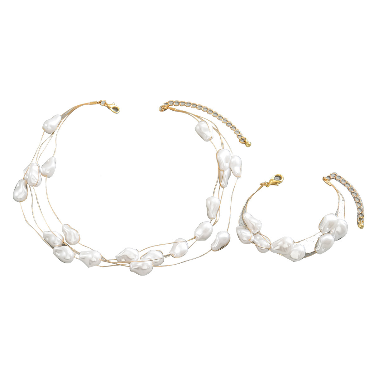 New Women's Pearl Necklace Set Design Beaded Multi-Layer Bracelet Jewelry