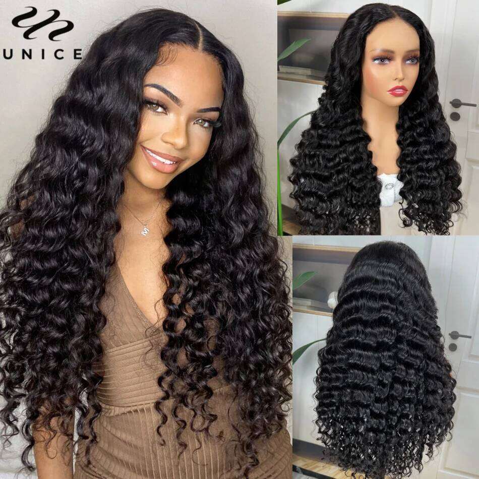 200% 250% Deep Wave 5x5 HD Wig Pre Plucked Full Human Hair Lace Wigs Match All Skin Tones