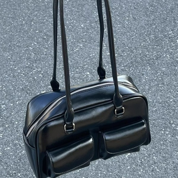 Free Luxury Bag Shipping Designer Bag Korean Hyunjin Seo Yoon-jung Same Style Oil Wax Leather Bowling Bag Multi-pocket Underarm Bag Commuter Handbag S