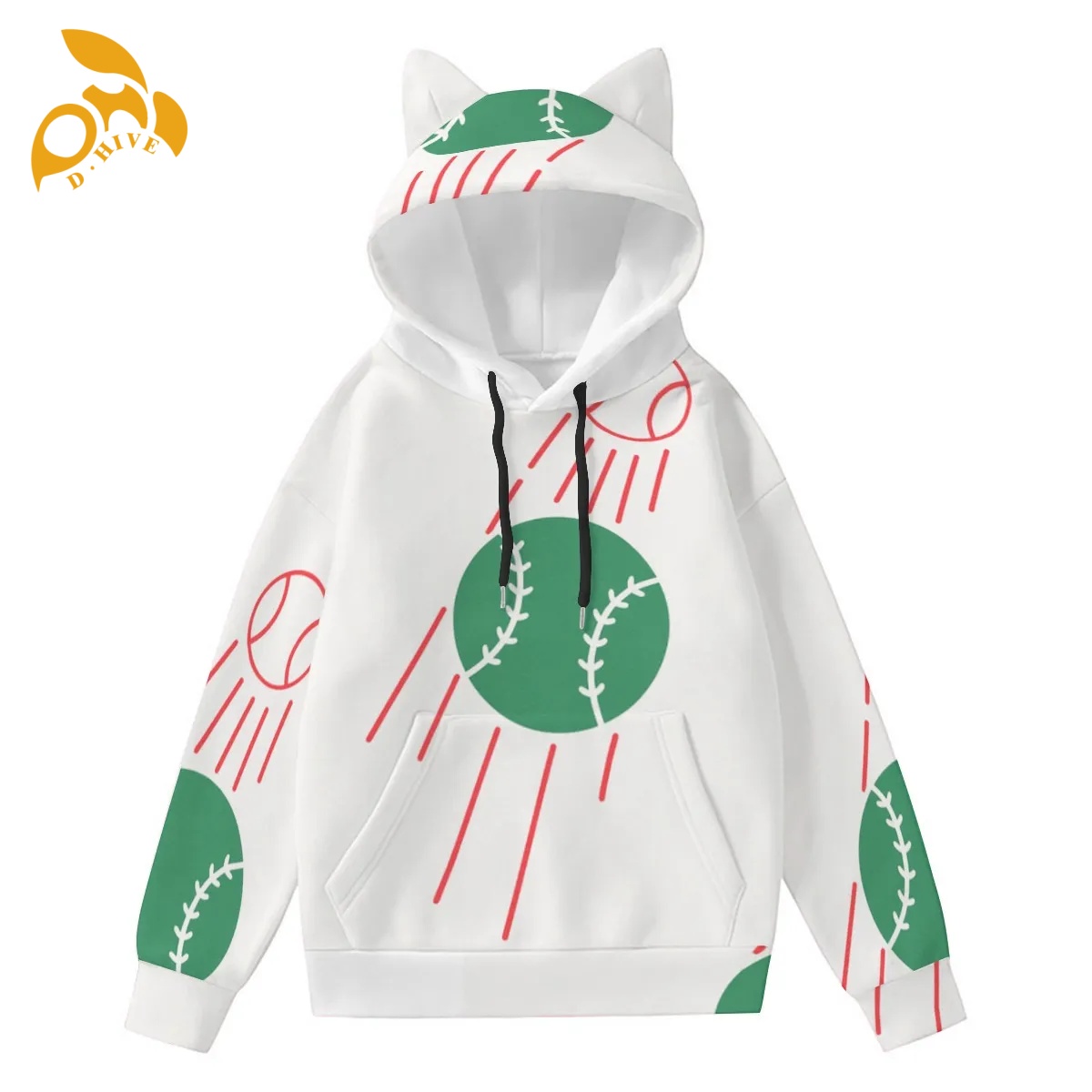 free shipping of customized fashionable Ladies' polyester cotton hooded pocket sweatshirt is suitable Cat ear decoration attractive
