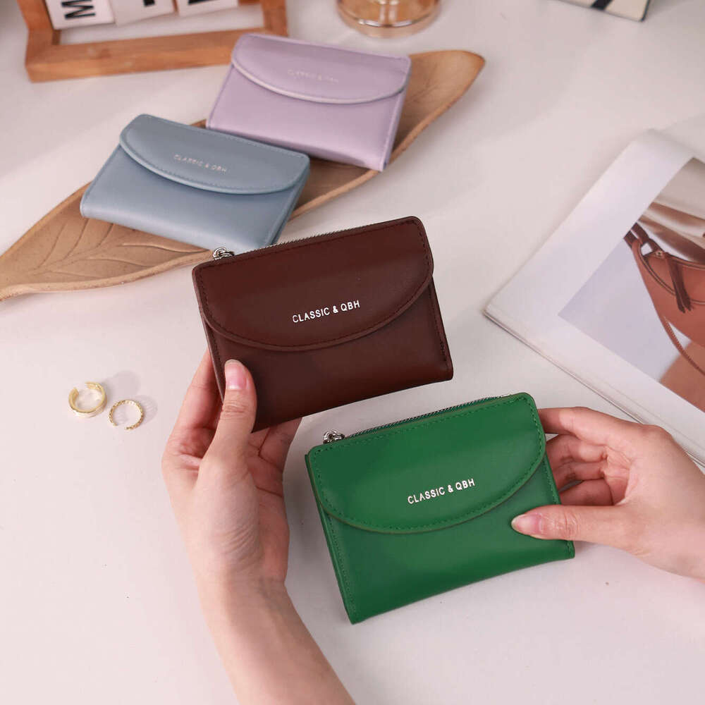 Korean Style New INS Female Student Solid Color Simple Multi-Functional Wallet Small Card Holder