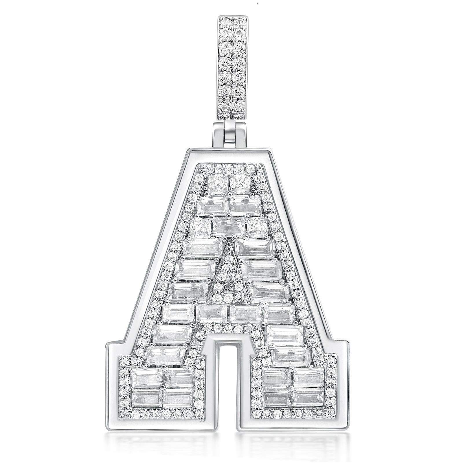 Luxury Moissanite Hip Hop Mixed Letters Diamond Inlaid Trendy Fashion Streetwear Versatile Unisex Statement Necklace Pass the diamond tester
