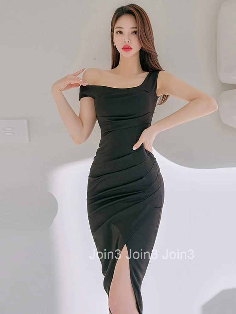 New Summer Fashion Women Evening Dress Chic Black Sexy Asymmetrical Neck Slim Midi Pencil Party Club Prom Birthday Mujer Vestido