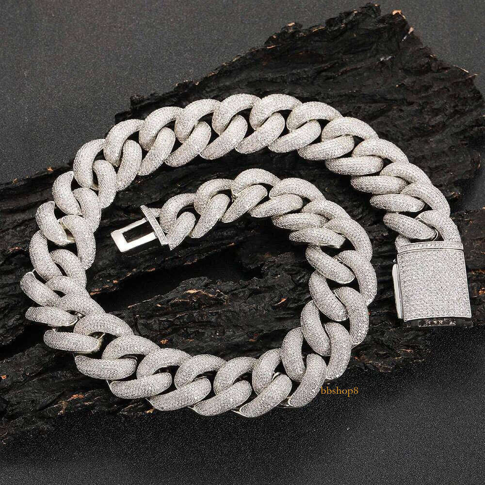 necklace moissanite chain 25mm Hip Hop Jewelry Chain Gold Plated Iced Zircon Miami Thick Cuban