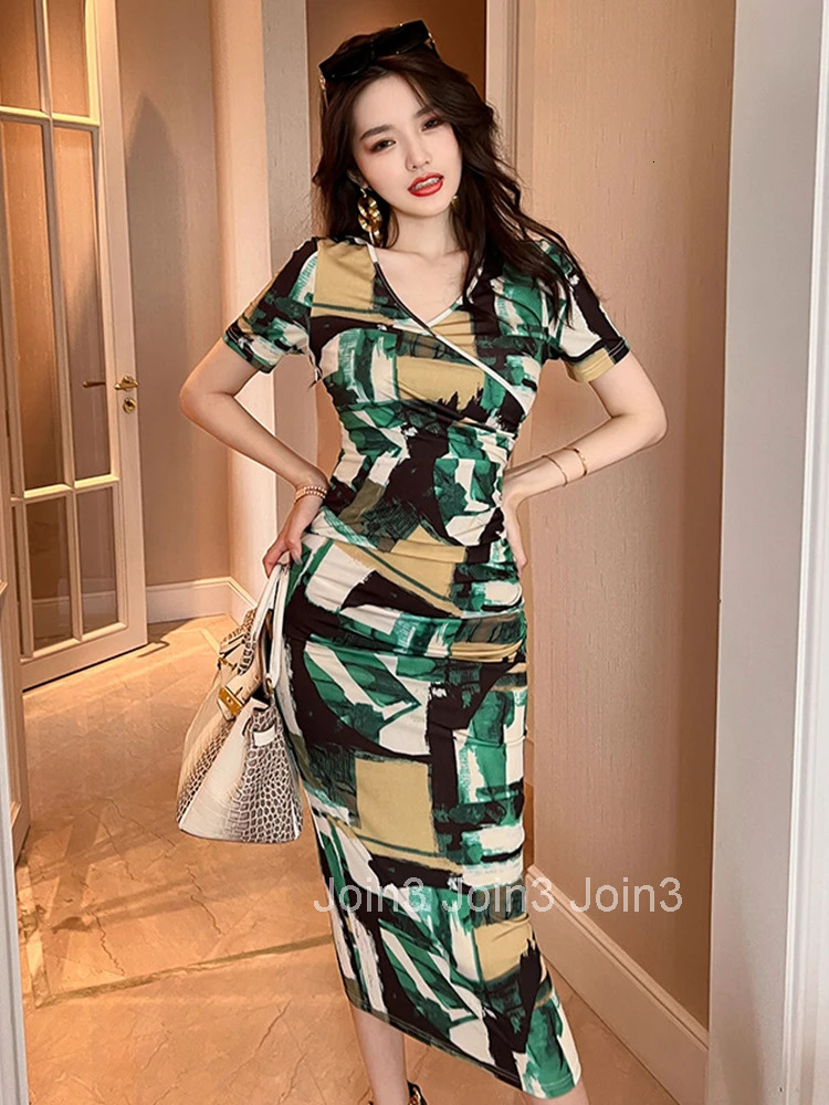 Elegant Office Women Dress Vintage Casual Folds Bodycon Skinny Midi Party Beach Street Lady Stretchy Robe Femme Mujer Vestidos