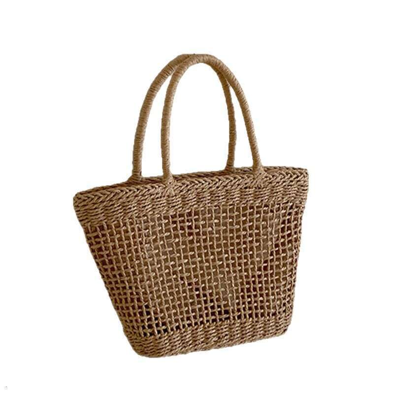 French Style Artistic Handwoven Straw Capacity Shoulder Beach Vacation Large Bag for Women