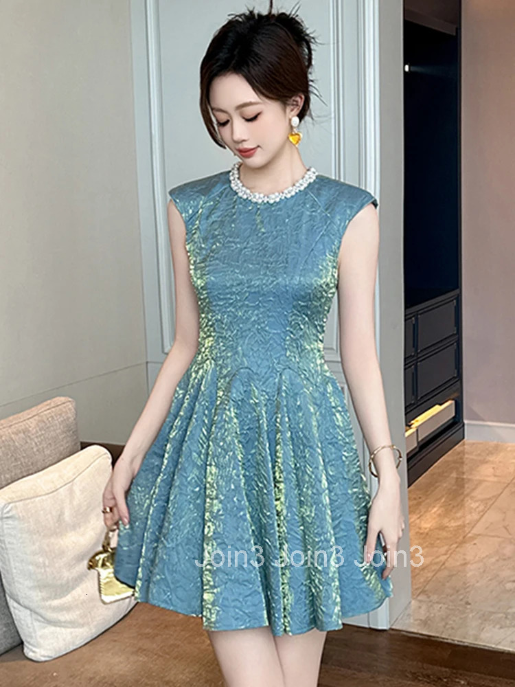 Women Clothes Vintage Sparkly Gold Sleeveless Slim A-Line Mini Short Dress Elegant Luxury Evening Party Prom Vestidos Casual New