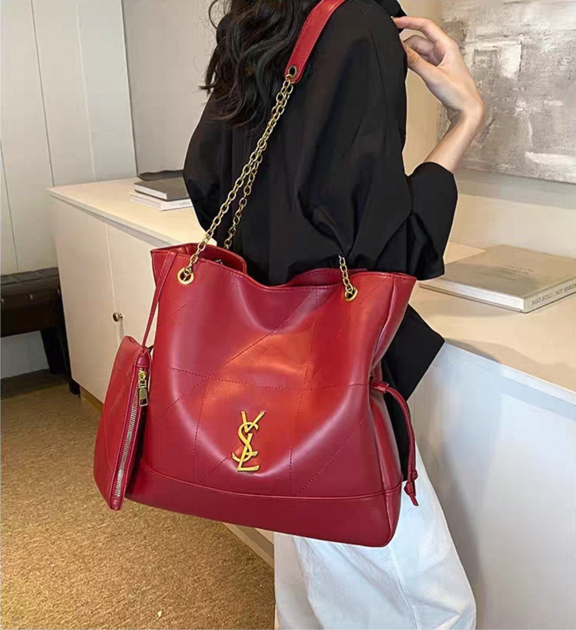 Designer Bag Luxury Bag Shoulder Purse Tote Classic Shoulder Bag Women S Tramp High Quality Leather Crossbody Black Large Capacity Shopping Handbag A