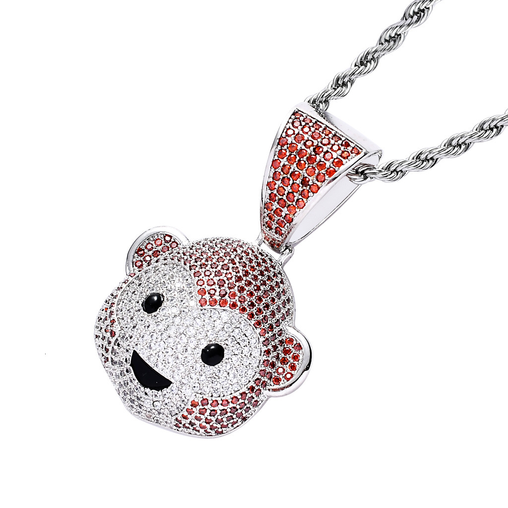 Luxury Moissanite Jewelry Unique Creative Accessory Cute Monkey Iced Out Hip Hop Pendant Trendy Necklace Pass the diamond tester