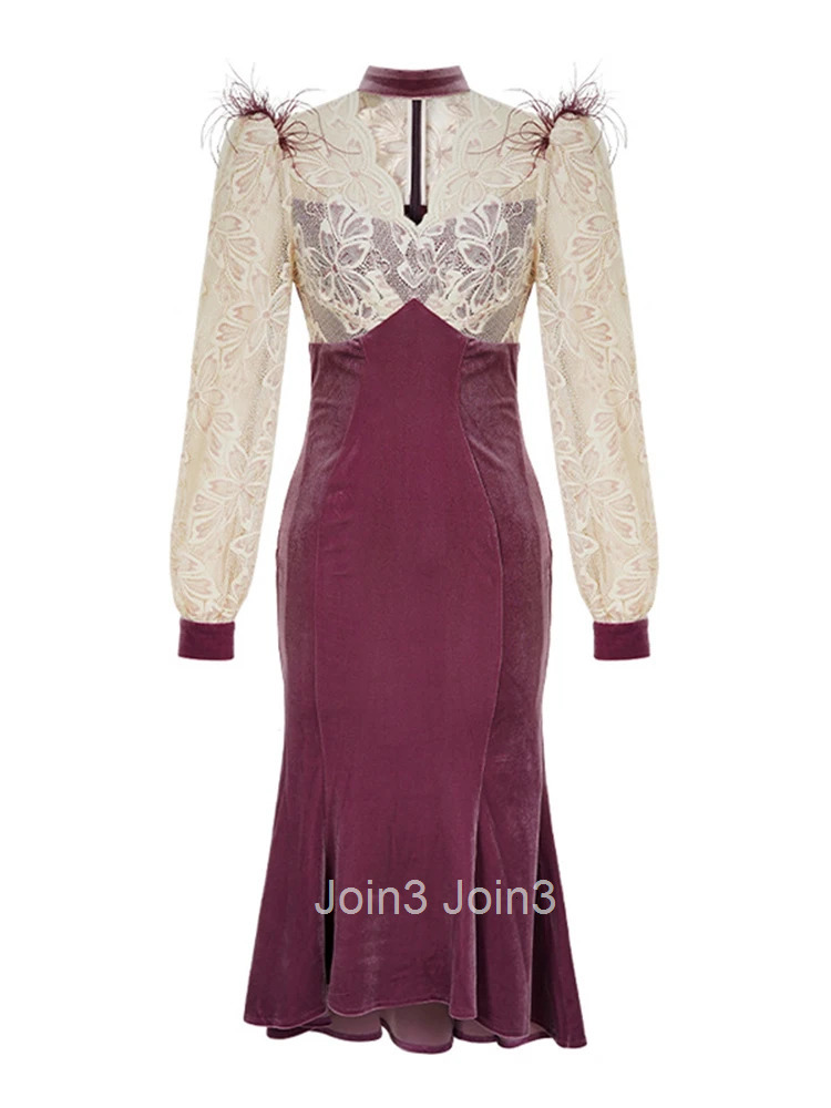 Fashion Ladies Sweet Long Evening Dresses Women Clothes Elegant Vintage Puff Sleeve Skinny Party Gown Dress Robe Vestidos Fiesta