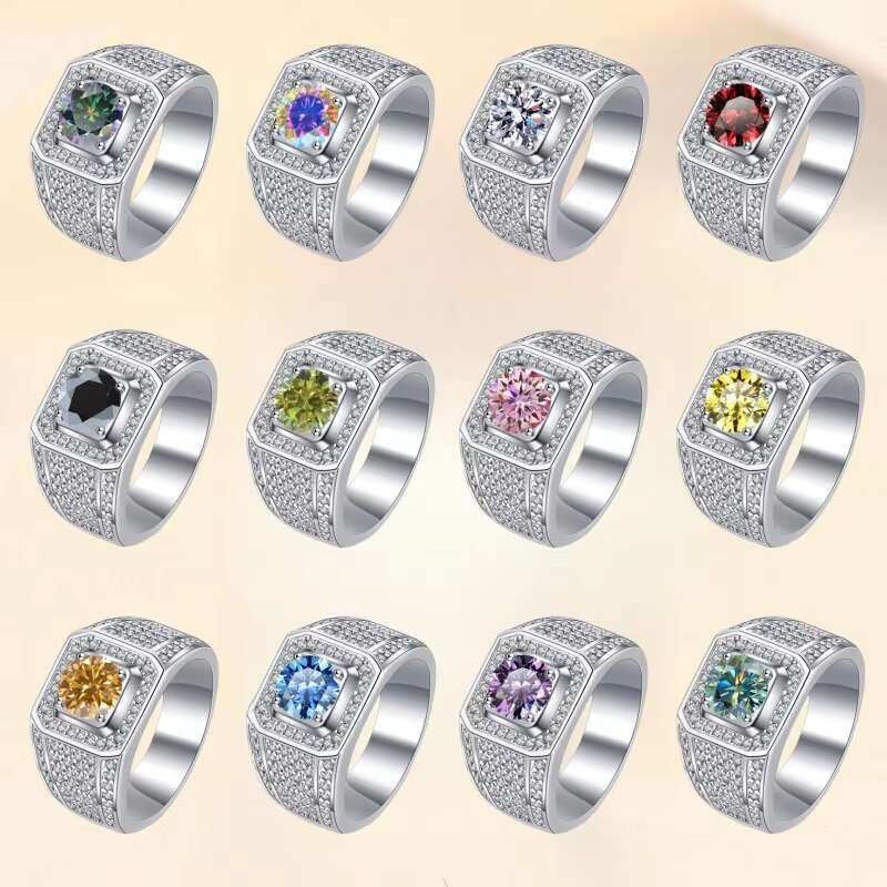 925 Sterling Silver Mens Diamond Ring Big Honeycomb Wide Version Domineering for Boss All Sky Star 2 Karat Moissanite Ring