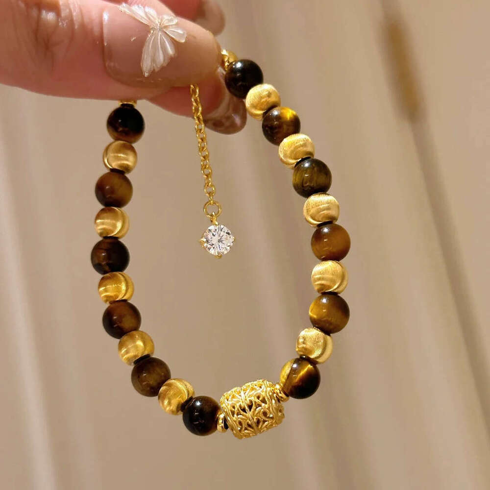 French Light High-end Natural Tiger Stone Cat's Eye Fashion Versatile National New Chinese Style Beaded Bracelet