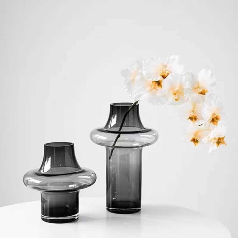 Medieval Vase High-end Art Glass Vase Decoration Living Room Water-raised Flowers Dried Flowers Flower Arrangement Device l250623