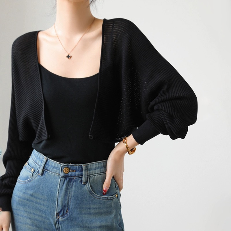 K1111 Super fairy sunscreen cardigan women's summer thin shirt jacket top with suspenders skirt outer shawl air conditioning blouse