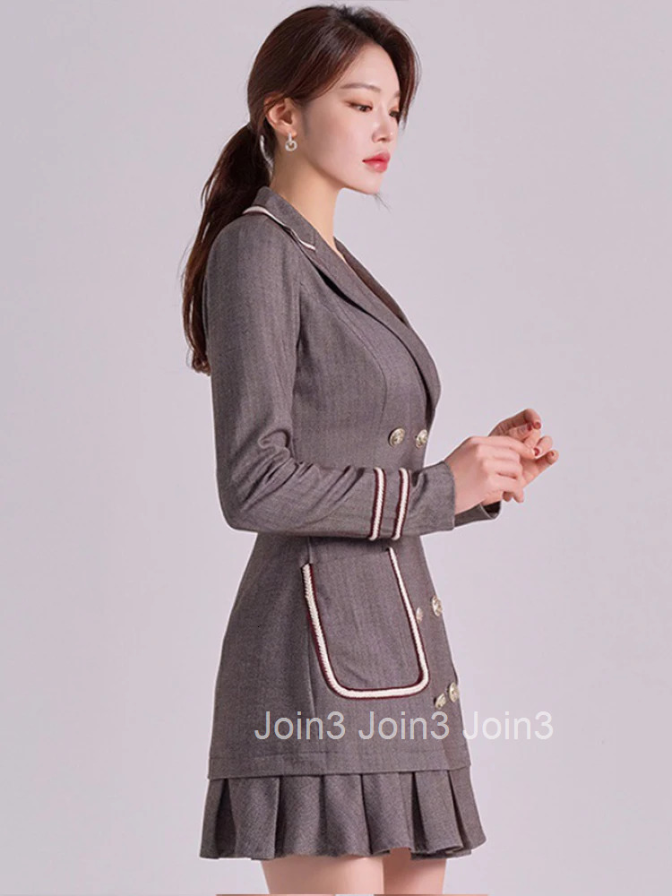 New Fashion Spring Autumn Blazer Short Dress Elegant Office Women Lady Formal Long Sleeve Slim Mini Mujer Vestido Street Clothes