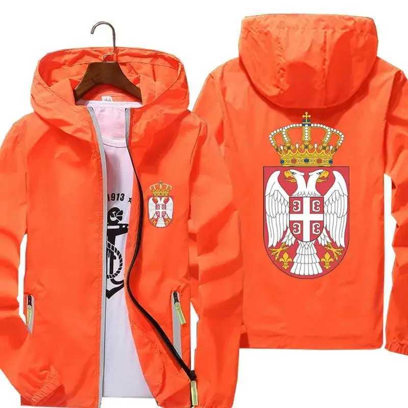 The Coat Of Arms Of Serbia Zipper Men Hooded Male Windbreaker Reflective Coat Hoodies Jacket Unisex Zipper Pilot Unisex Clothing W250623