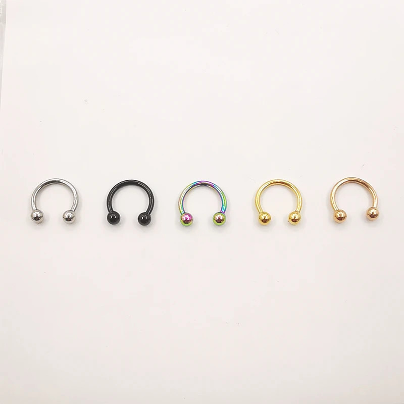 20 PcsLot 16G Stainless steel Circular Barbells Horseshoe Lip Ring Eyebrow Nose Studs For Woman Man Body Piercing Jewelry 250613