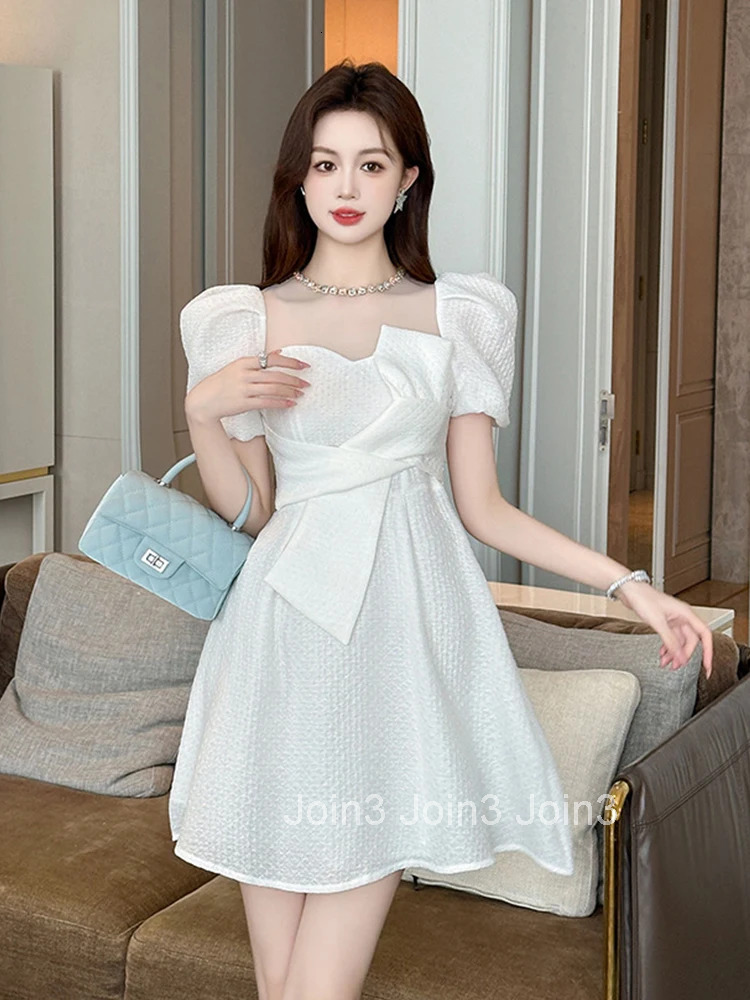 New French Elegant Luxury Summer Evening Dress Women Clothes Sweet Sheer Sexy Puff Sleeve Slim A-Line Party Prom Vestidos Fiesta