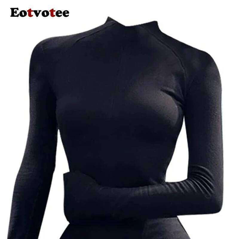 Fashion Solid Jumpsuit Women Simple Skinny Long Sleeve Bandage Bodysuit New Y2K American Style Spice Girl Rompers