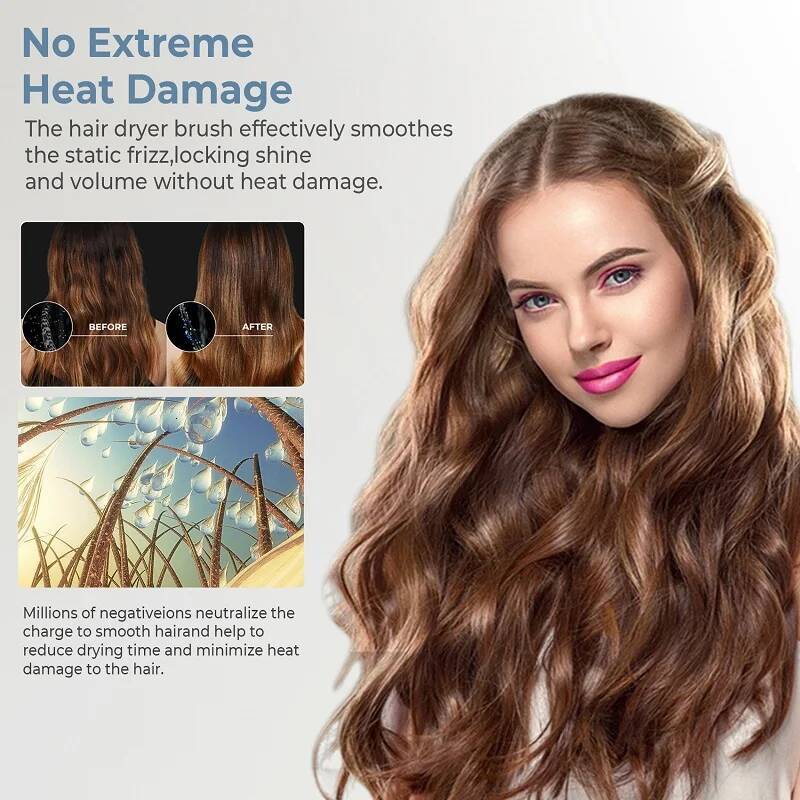 Hot Air Brush Set 5in1 Rotating Electric Straightener Curler Comb High Speed Hair Dryer Women Multifunctional Styling Tools