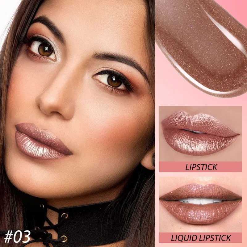 2 IN 1 Lipstick Lip Gloss Sexy Metallic Pearlescent Color Liquid Lipstick Shimmer Long-lasting Moisturizing Waterproof Makeup XJ250623