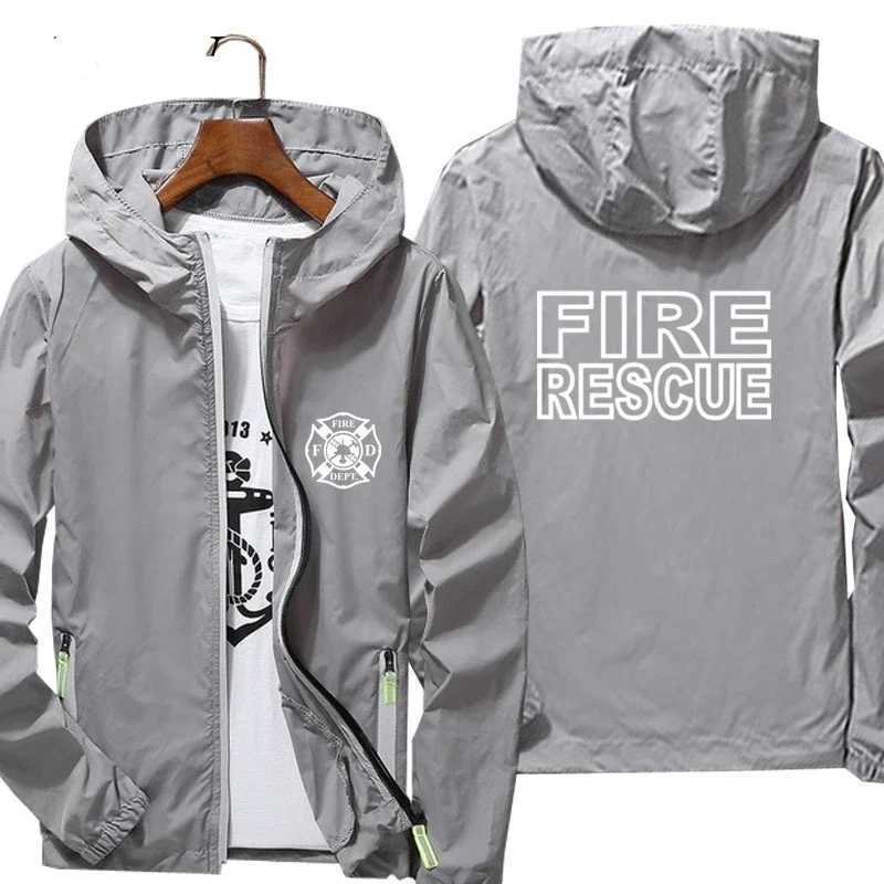Fire Rescue Fireman Hooded Men Streetwear Jacket Reflective Sunscreen Pilot Windbreaker Skin Coat Fashion Oversized Clothing W250623