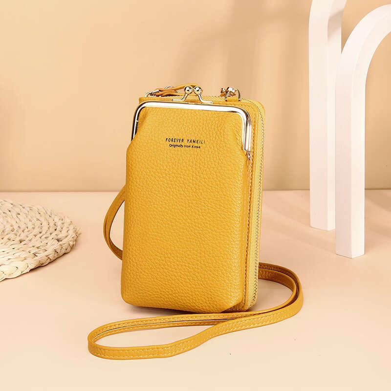 Korean Style New Phone Women's Wallet PU Long Coin Purse Multifunctional Mini Shoulder Crossbody Bag
