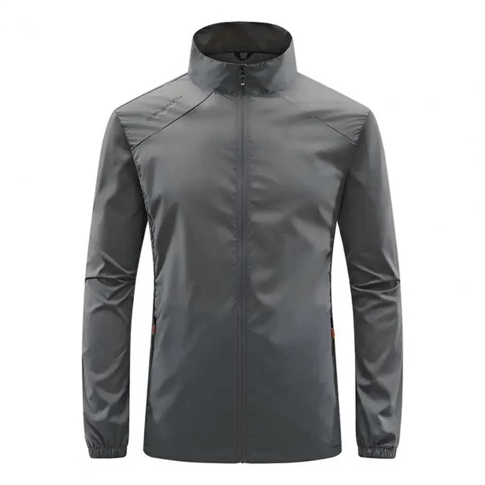 New Running Jacket Ultra Light Mens Summer Casual Zipper Placket Soft Skin Windbreaker Street Motorcycle Fishing Sunscreen Suit W250623