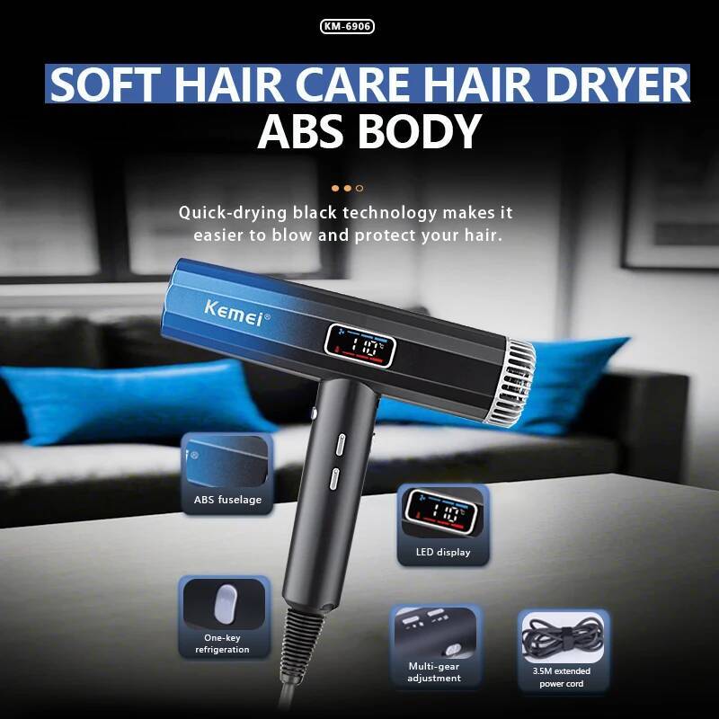 KEMEI KM-6906 OEM Factory Negative Ionic 2000w High Speed Salon Hair Blow Dryer With Diffuser Secador De Cabelo