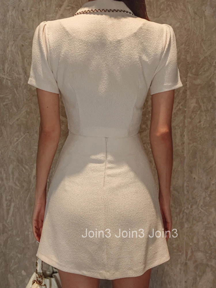 Summer Formal White 2 Piece Outfit Women Elegant Pretty Cropped Short Tops Shirt Blouse High Waist Mini Wrap Hip Skirt Mujer Set