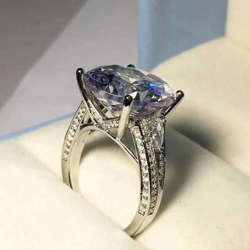 Big Round Cubic Zircon 4 Claw Setting Rings for Women Engagement Wedding Bands Modern Fashion Jewelry Size 6-10 Wholesale 688 250617