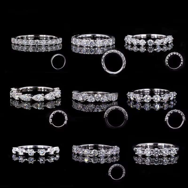 Starsgem Wholesale Custom Moissanite Gold Ring Mens Moissanite Ring Half Row Moissanite Diamond Ring