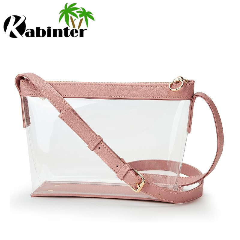 New Crossbody Bag with Zipper, Leather Decorated Sports Transparent Shoulder Bag, Simple Design