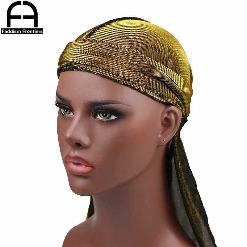 New Mens Shiny Mesh Durags Turban Hat Bandanas Breathable Men Durag Doo Rag Headwear Headband Hair Accessories Waves Caps M250623