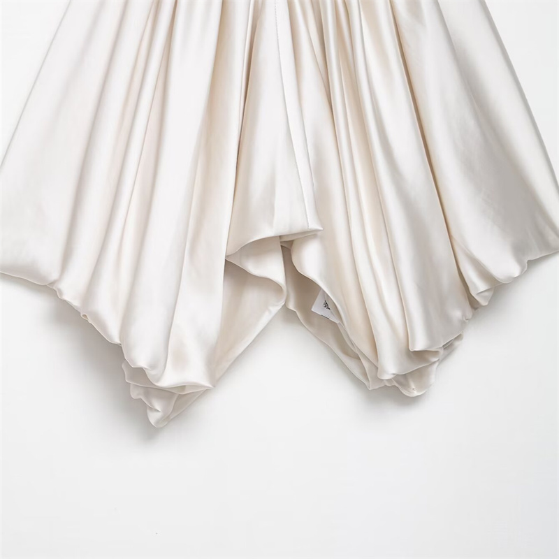 2025 Spring/Summer New Product Women's Silk Texture Top Solid Color Bareback Strap Decoration