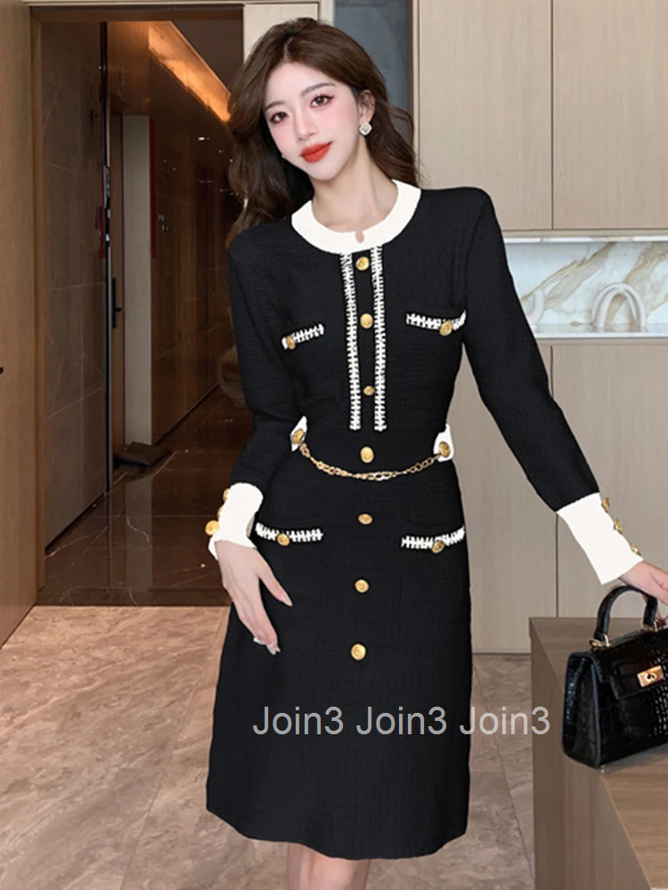 Fashion Autumn Winter Formal Knitted Short Dress Women Ladies Clothes Sweater Vintage O-Neck Skinny Mini Mujer Stretchy Vestidos