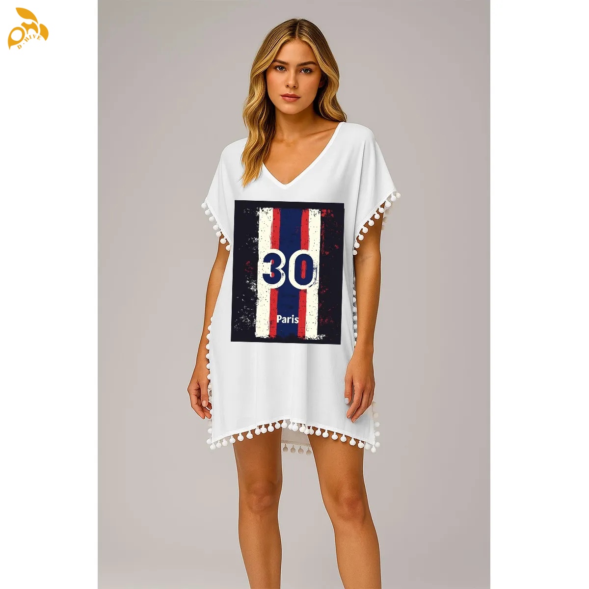 free shipping of customized fashionable American women's chiffon beach blouse 80GSM DTF with exquisite patterns from US
