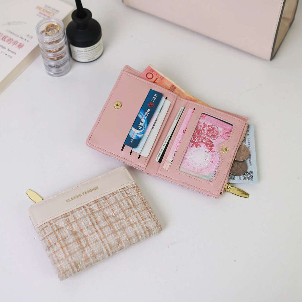 Hot Selling Small Luxury High-End Short Women's Wallet Tweed Student Handheld Coin Purse