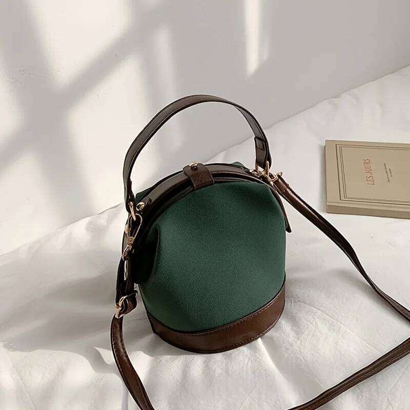 Popular Choice Fashion Women's Two Tone Brown Beige Bucket Bag Perfect For Travel And Everyday Use A Must-Have Tote Bag