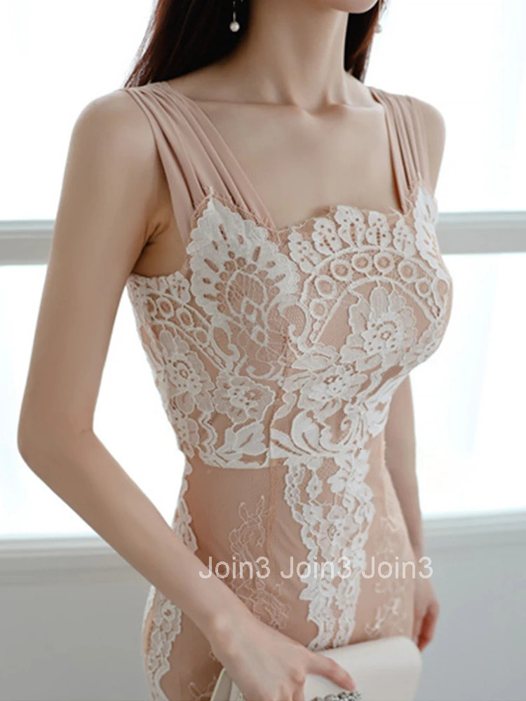 Summer Elegant Women Evening Dress Chic Lace Sexy Strap Slim Midi Dresses Party Club Gown Vacation Mujer Femme Vestidos Fiesta