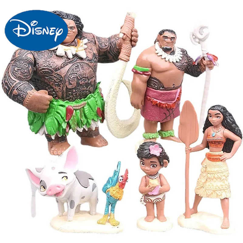 DISNEY6Pcs/set Cartoon Movie Moana Action Figures Anime Moana Maui Chief Tui Doll Figurines Model Decoration Toys for Festive Gifts W250623