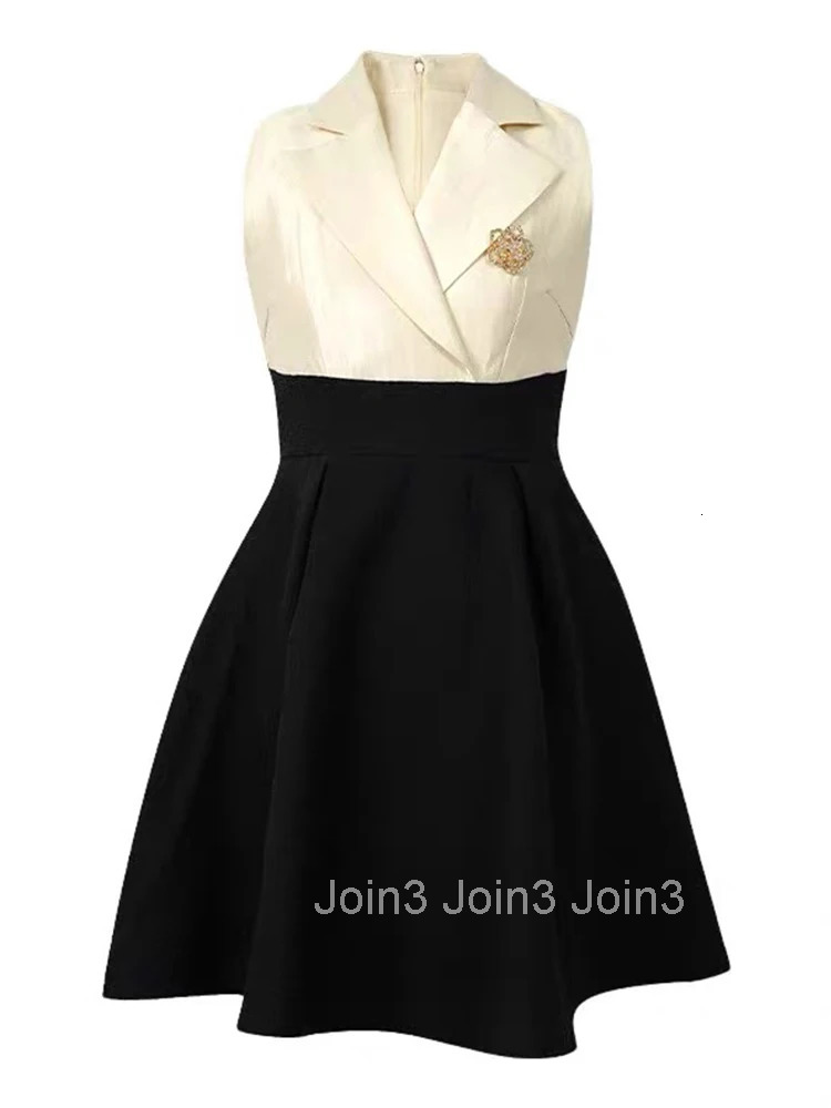 Summer Fashion Retro Fake 2 Pieces Formal Occasion Dress Women Clothes Elegant Sleeveless Slim A-Line Short Party Prom Vestidos