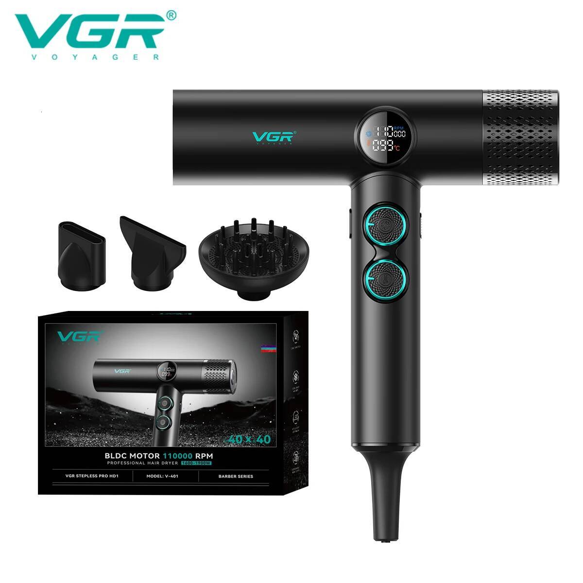 VGR Dryers Professional Air Blower 110000 RPM Bldc Motor Dryer hine Hair Salon for Household Use V-401
