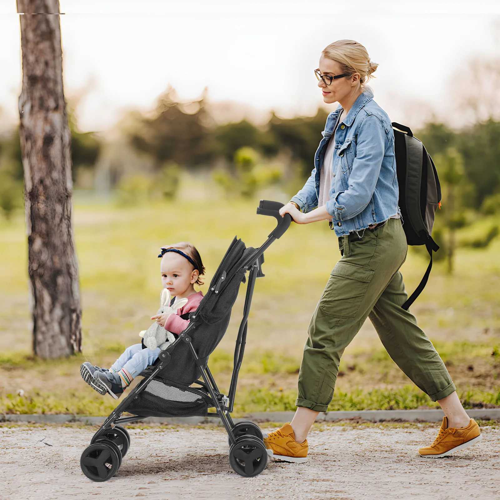 Childrens Stroller Can Sit or Lie Down Lightweight Folding High Landscape Four-wheeled Pocket StrollerXJ250623