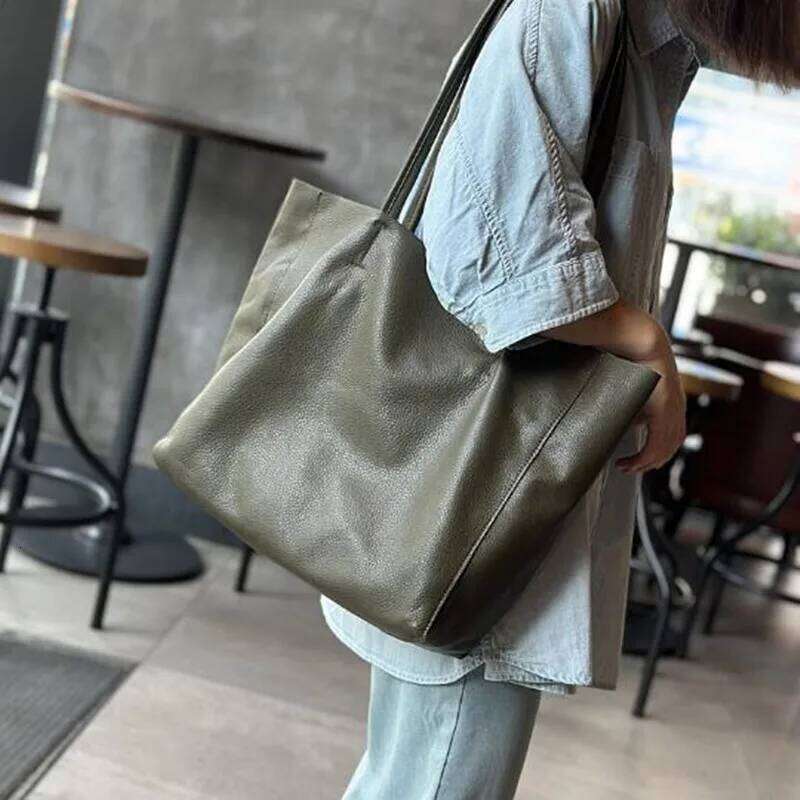 Autumn Winter Leather Top Layer Cowhide Shopping Bag Designer New Fashion Large Capacity Hand Of Lading Shoulder
