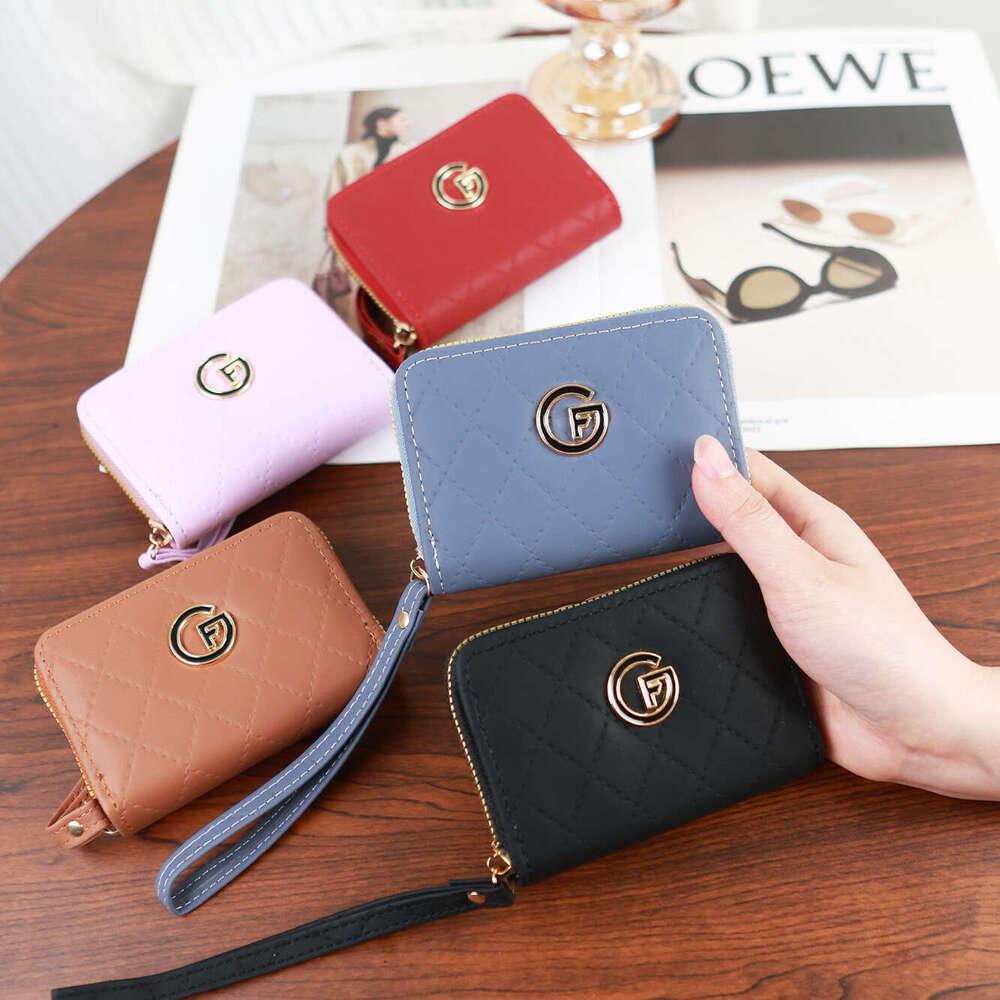 New Embroidered Quilted High-End Women's Short Wallet Korean Style Solid Color Simple Card Holder Student Coin Purse