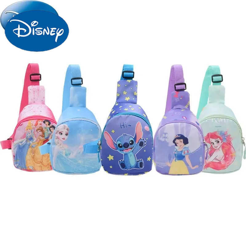 Disney Original Cartoon Chest Pack Lilo Stitch Frozen Princess Cute Baby Portable Crossbody Bag Children Casual Small Backpack W250623