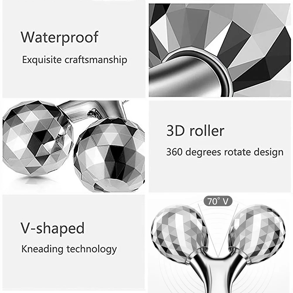 360 Rotate Silver Thin Face Full Body Shape Massager Lifting Fatigue Remover 3D Roller Massager Facial Massage Relaxation Tools 250619