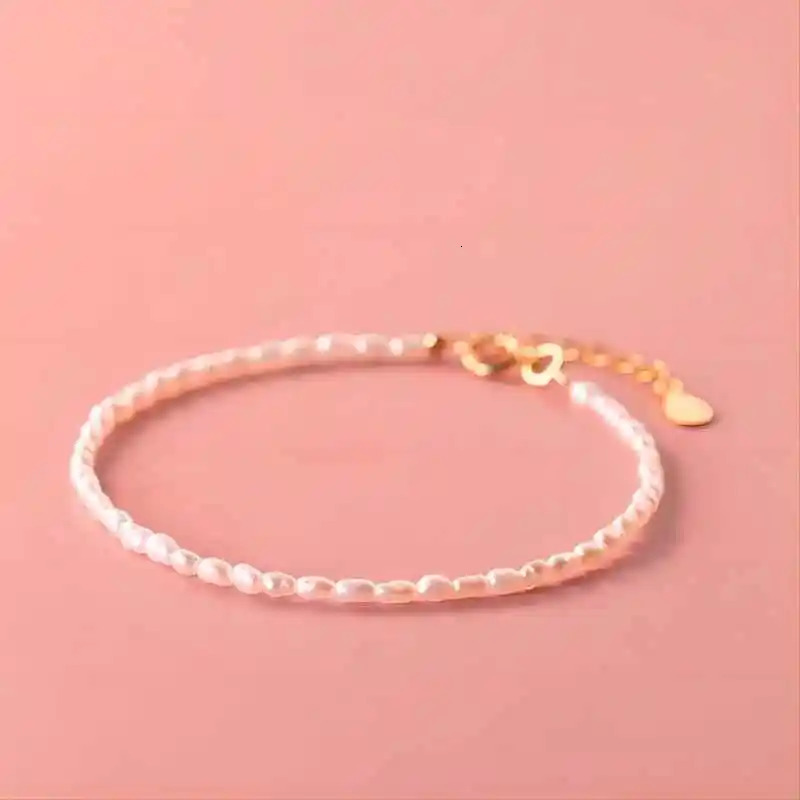 3-4mm Rice Shape Natural Freshwater Pearl Bracelet for Women 925 Sterling Silver Chain Bracelet Pearl Jewlery Gift250616